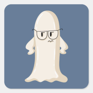 Adesivo Quadrado Fantasma Mal-Humorado com Óculos