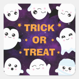 Adesivo Quadrado Fantasmas de Halloween Fofos Par ou Pera
