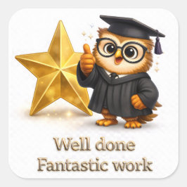 Adesivo Quadrado Fantastic work, gold star achievement stickers pro