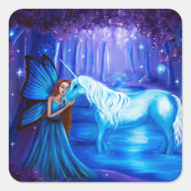 Fantasy Art Fairy e Unicorn Sticker