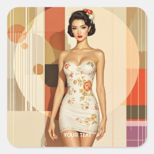 Adesivo Quadrado Fantasy Bonita Senhora Japonesa