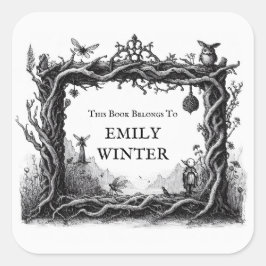 Adesivo Quadrado Fantasy Bookplate Sticker