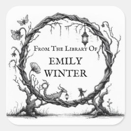 Adesivo Quadrado Fantasy Bookplate Sticker