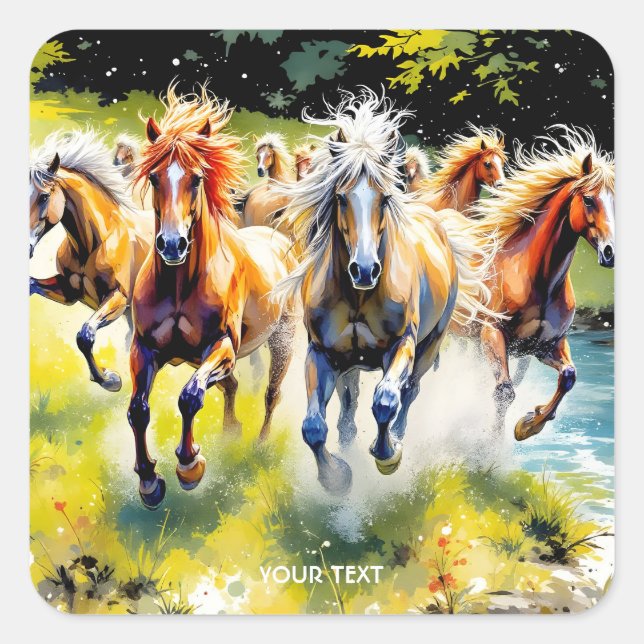 Adesivo Quadrado Fantasy - Cavalos Selvagens Bons (Frente)