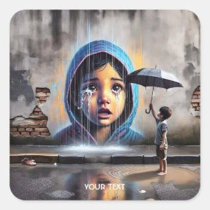 Adesivo Quadrado Fantasy Cuja Chuva Chuva Bonita Garota