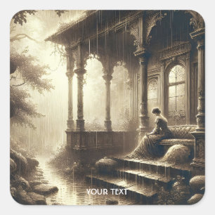 Adesivo Quadrado Fantasy Cuja Chuva Chuva Ruína Rapariga
