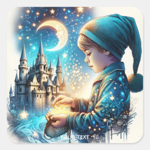 Adesivo Quadrado Fantasy Cuja Criança De Pijama Azul