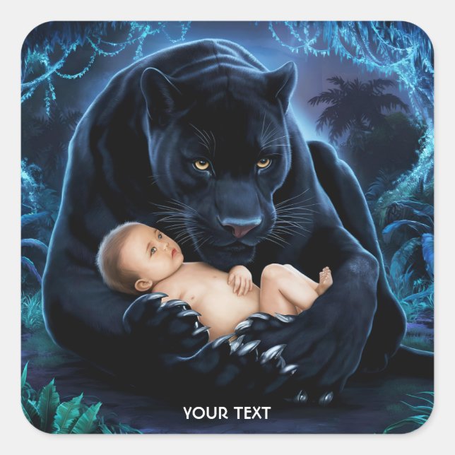 Adesivo Quadrado Fantasy Cuja Noite De Bebê Pantera (Frente)