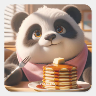 Adesivo Quadrado Fantasy Cuja Panda Come Pancakes