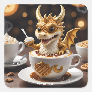Adesivo Quadrado Fantasy Cuja Waffle Dragon Café