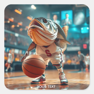 Adesivo Quadrado Fantasy Cujo Peixe Jogando Basquete