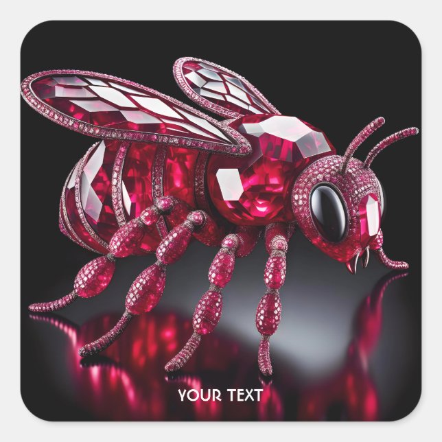 Adesivo Quadrado Fantasy Cute Bee Ruby Diamantes (Frente)
