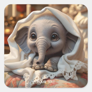 Adesivo Quadrado Fantasy Cute Blanket Baby Elephant