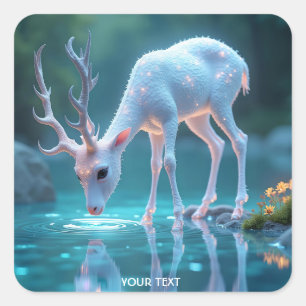Adesivo Quadrado Fantasy Cute Blue Deer