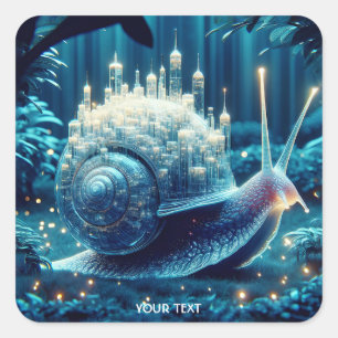 Adesivo Quadrado Fantasy Cute Blue Snail City