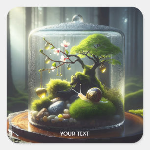 Adesivo Quadrado Fantasy Cute Bottle Sakura Snail