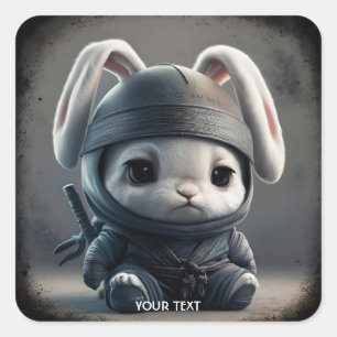 Adesivo Quadrado Fantasy Cute Bunny Ninja Katana