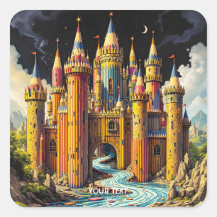 Adesivo Quadrado Fantasy Cute Castle De Lápis
