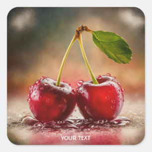 Adesivo Quadrado Fantasy Cute Cherries Cai Água