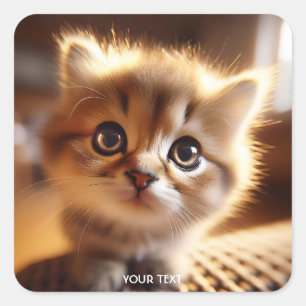 Adesivo Quadrado Fantasy Cute Closeup Pequeno Kitten