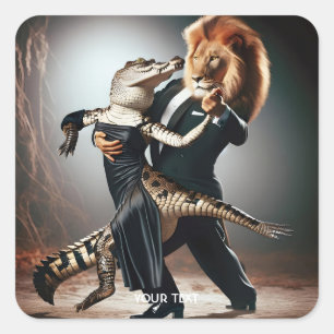 Adesivo Quadrado Fantasy Cute Crocodile Lion Tango