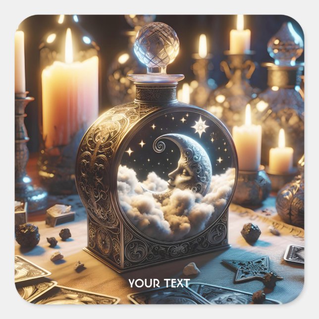 Adesivo Quadrado Fantasy Cute Decanter Moon Night (Frente)