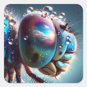 Adesivo Quadrado Fantasy Cute Dragonfly Macro Photo