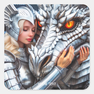 Adesivo Quadrado Fantasy Cute Female Dragon