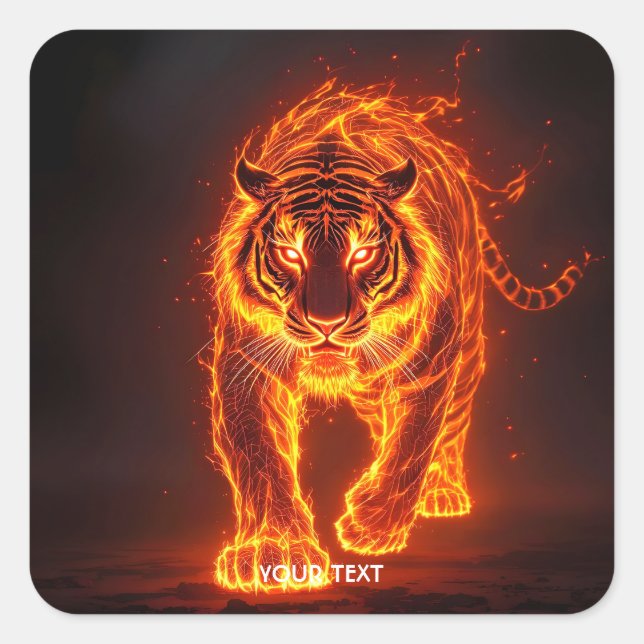 Adesivo Quadrado Fantasy Cute Fire Big Tiger (Frente)