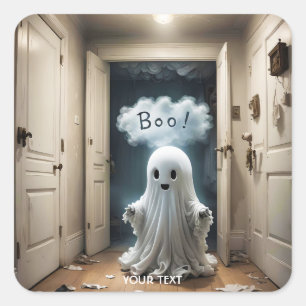 Adesivo Quadrado Fantasy Cute Ghost Closet Boo