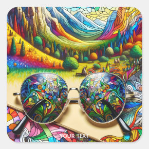 Adesivo Quadrado Fantasy Cute Glass Sunglass