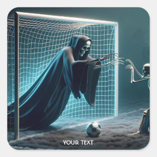 Adesivo Quadrado Fantasy Cute Goalkeeper Ball Field