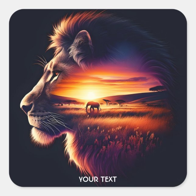 Adesivo Quadrado Fantasy Cute Head Savanna (Frente)