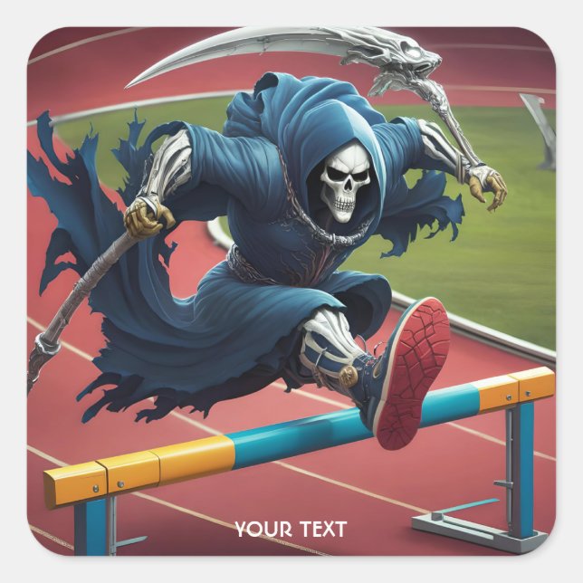 Adesivo Quadrado Fantasy Cute Hurdles Man Running (Frente)
