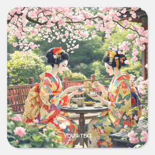Adesivo Quadrado Fantasy Cute Kioto Garden Tea