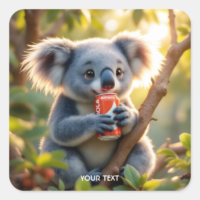 Adesivo Quadrado Fantasy Cute Koala Bebe Tree (Frente)