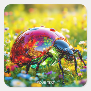 Adesivo Quadrado Fantasy Cute Ladybug Poled Glass