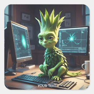 Adesivo Quadrado Fantasy Cute Leek Artichoke Alienígena