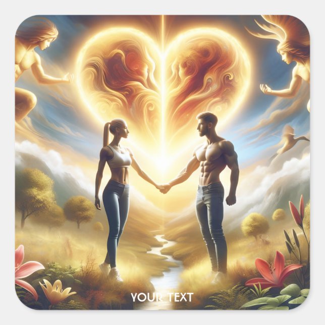 Adesivo Quadrado Fantasy Cute Love Sun Heart (Frente)