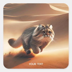 Adesivo Quadrado Fantasy Cute Manul Cat Running