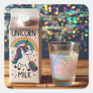 Adesivo Quadrado Fantasy Cute Milk Unicorn Rainbow