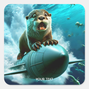 Adesivo Quadrado Fantasy Cute Otter Torpedo Sea