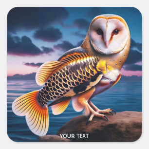 Adesivo Quadrado Fantasy Cute Owca Fish Sea