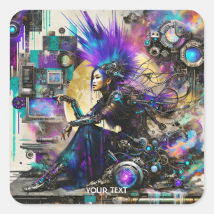 Adesivo Quadrado Fantasy Cute Punk Cyber Girl