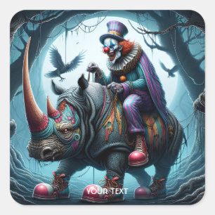 Adesivo Quadrado Fantasy Cute Rhino Clowes Trees