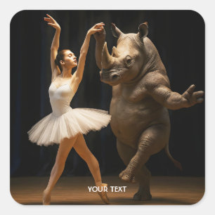 Adesivo Quadrado Fantasy Cute Rhino Dancer Ballerina