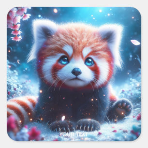 Adesivo Quadrado Fantasy Cute Sakura Panda Red