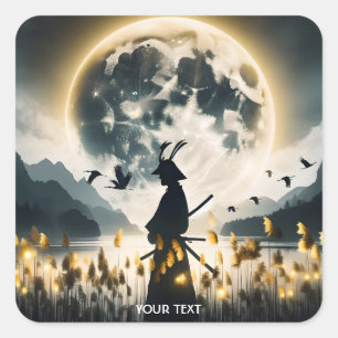 Adesivo Quadrado Fantasy Cute Samurai Reeds Moon