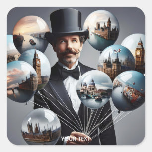 Adesivo Quadrado Fantasy Cute Seller Balloons Cities