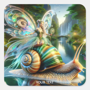 Adesivo Quadrado Fantasy Cute Snail Girl River